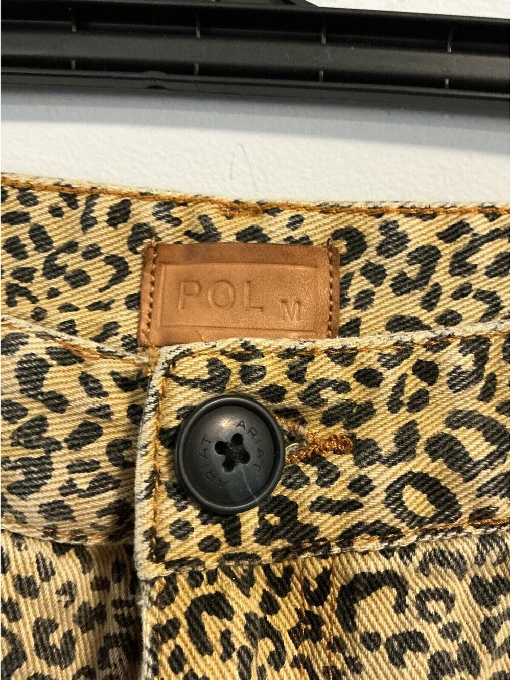 POL Size M 12 Distressed Leopard Print Wide Leg Jean Oversized 100% Cotton #143 - Picture 2 of 3